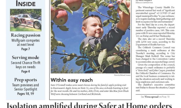 September 23, 2020 Oshkosh Herald – Seniors in Isolation, prison limits COVID spread and thrift store fills gaps.