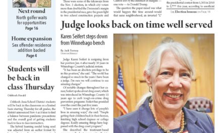 Election results, Judge Seifert to retire, school referendum passes. These stories and more in the November 11, 2020 Oshkosh Herald.