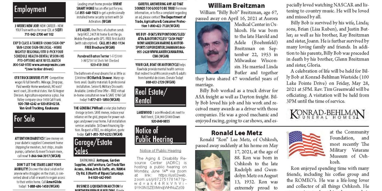 May 26, 2021 Oshkosh Herald Legal Notices